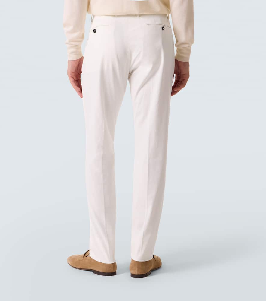 Zegna Cotton-blend Slim Pants In White