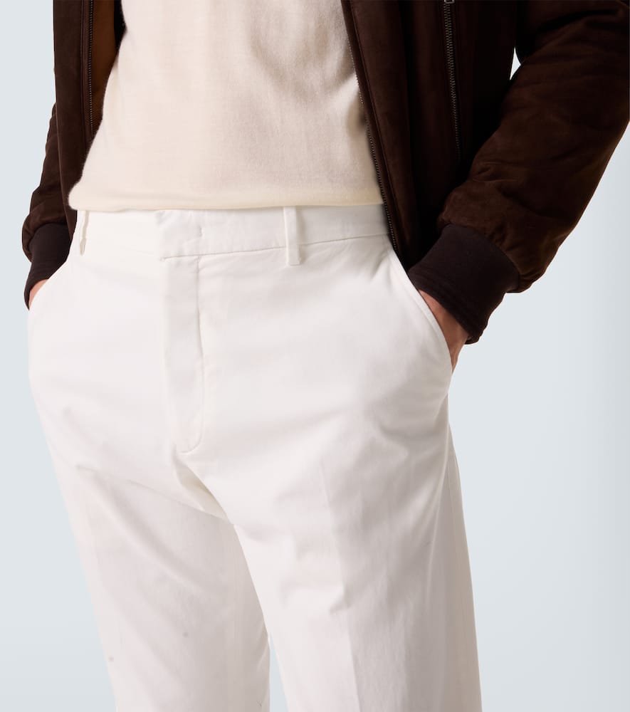 Zegna Cotton-blend Slim Pants In White