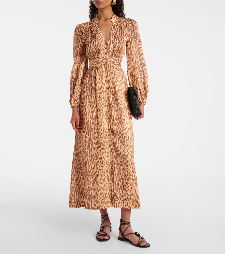 Zimmermann Cascadian leopard-print linen midi dress