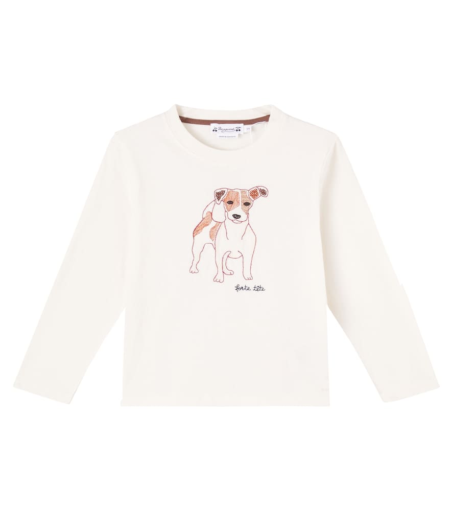 Bonpoint Tadda Embroidered Cotton Jersey T-shirt In Neutral