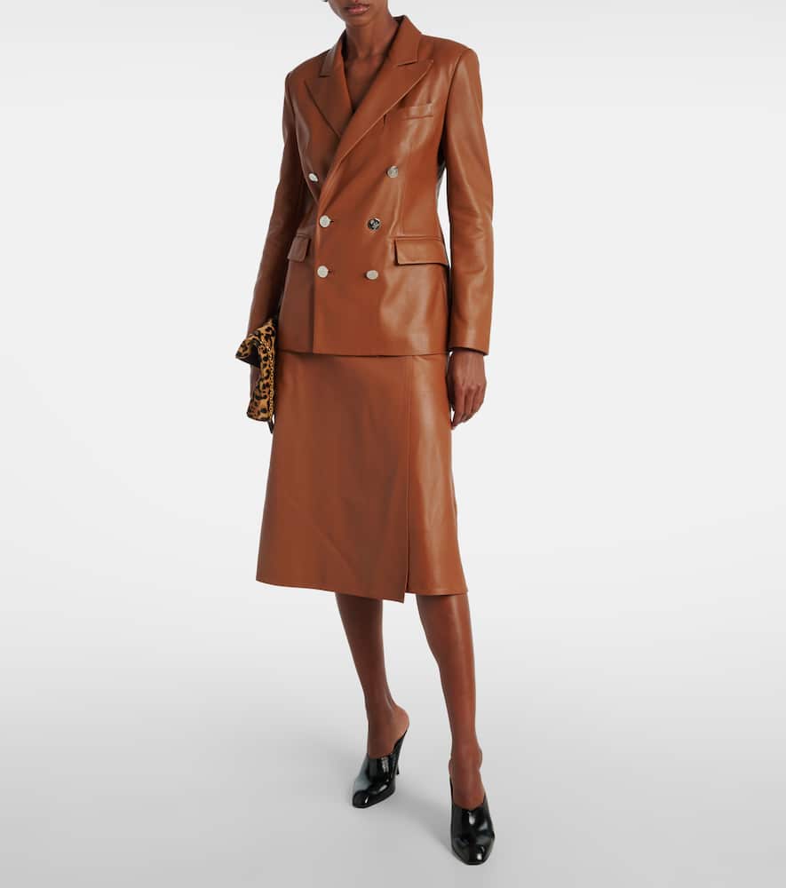 Ralph Lauren Jacqueline Leather Midi Skirt In Brown
