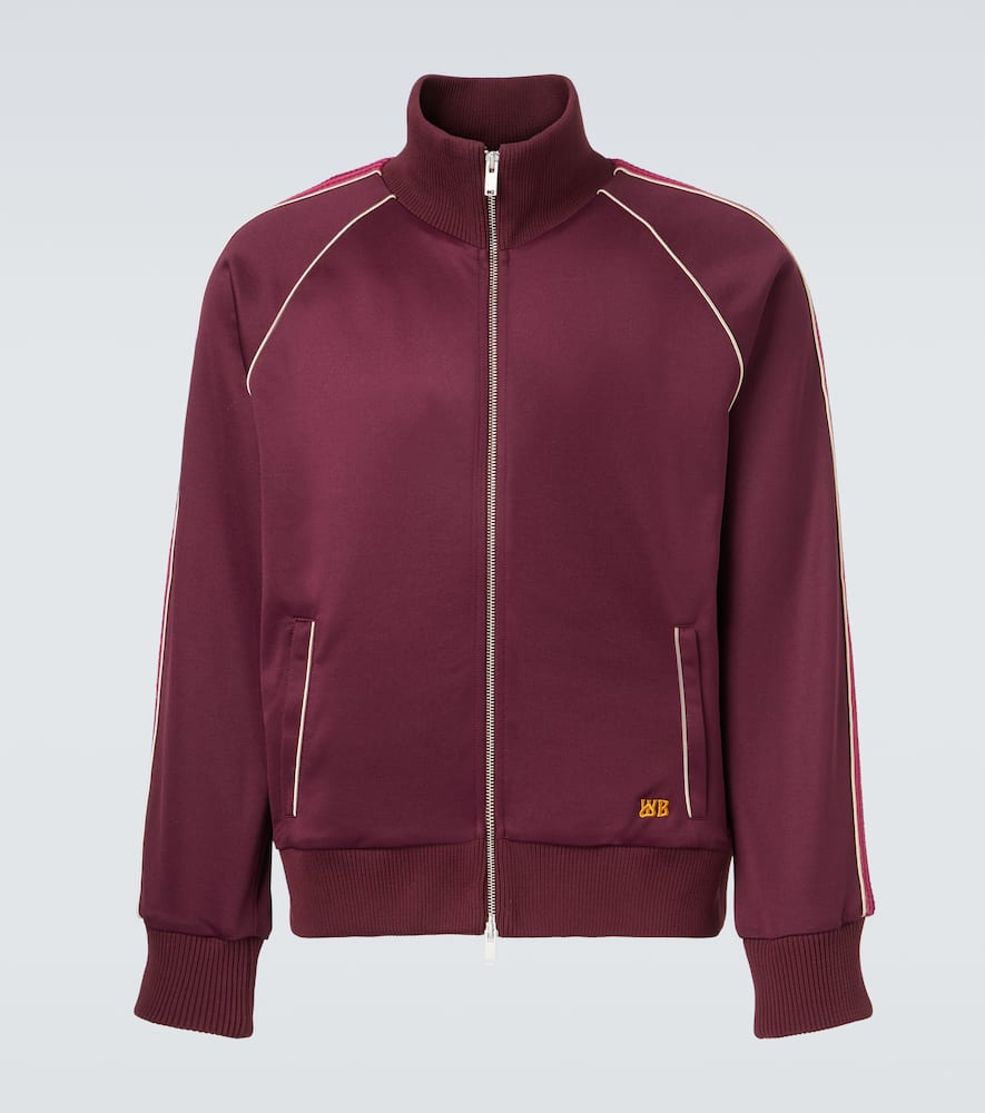 Wales Bonner Logo-embroidered Satin-jersey Track Jacket In Red