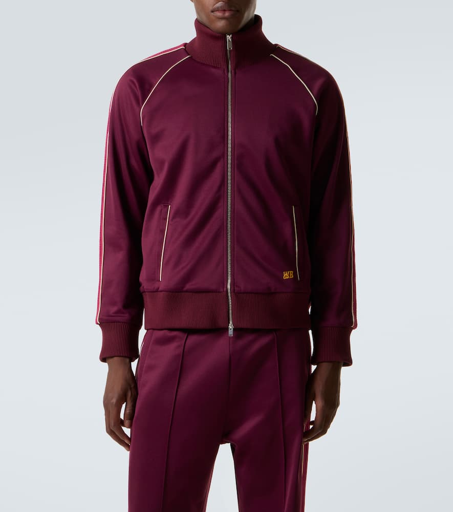 Wales Bonner Logo-embroidered Satin-jersey Track Jacket In Red
