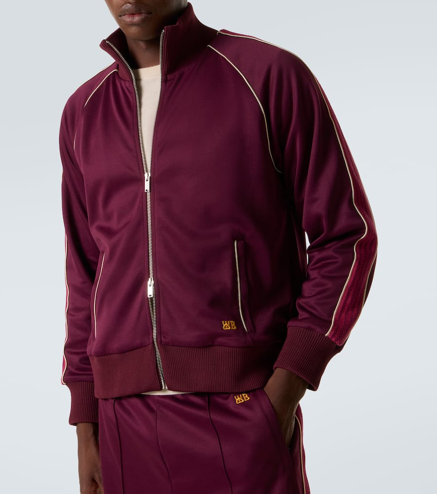 Wales Bonner Logo-embroidered Satin-jersey Track Jacket In Red