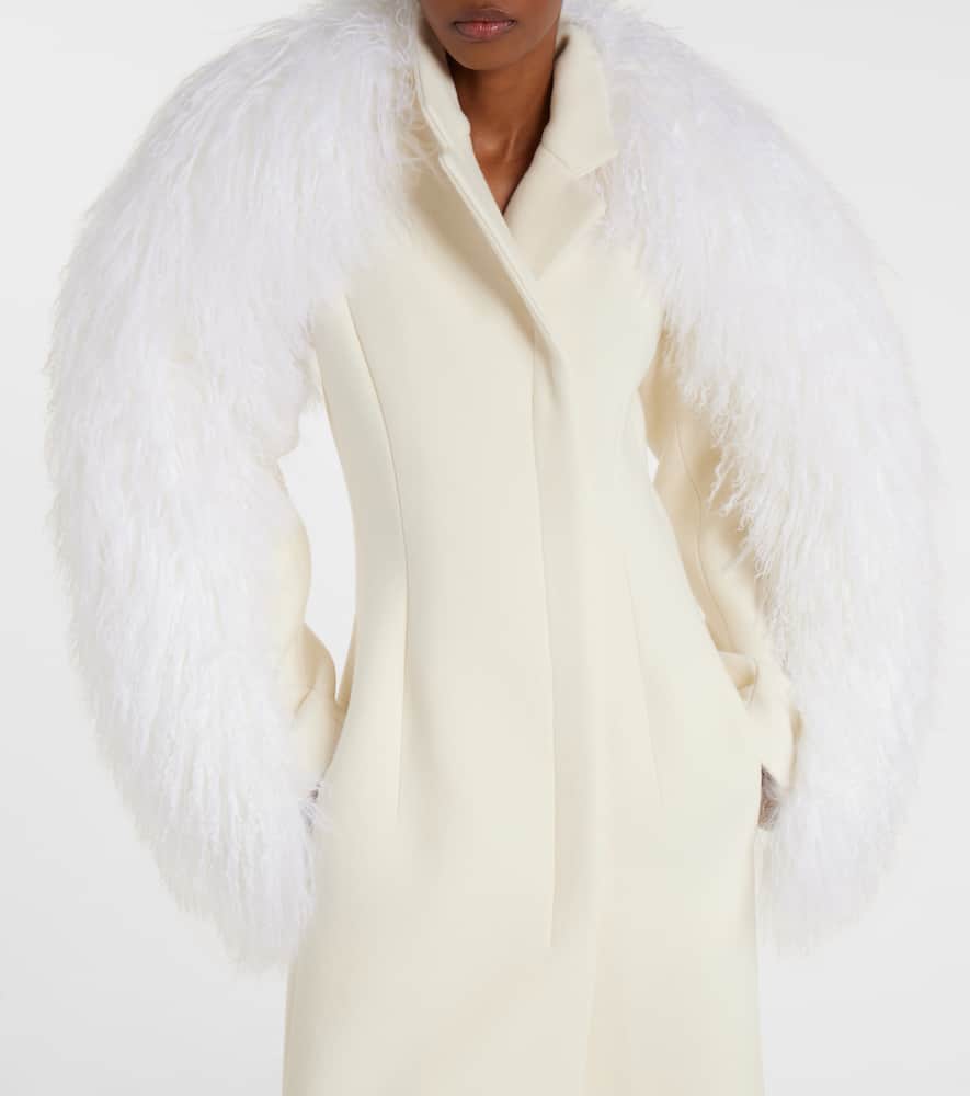 Jacquemus Boa Shearling-trimmed Virgin Wool Coat In White