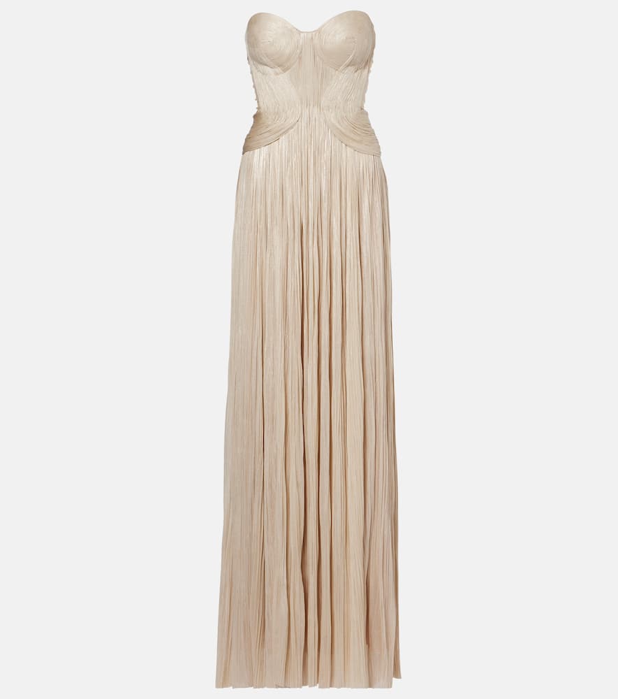 Maria Lucia Hohan Kamina Cutout Silk Tulle Bustier Gown In Neutral