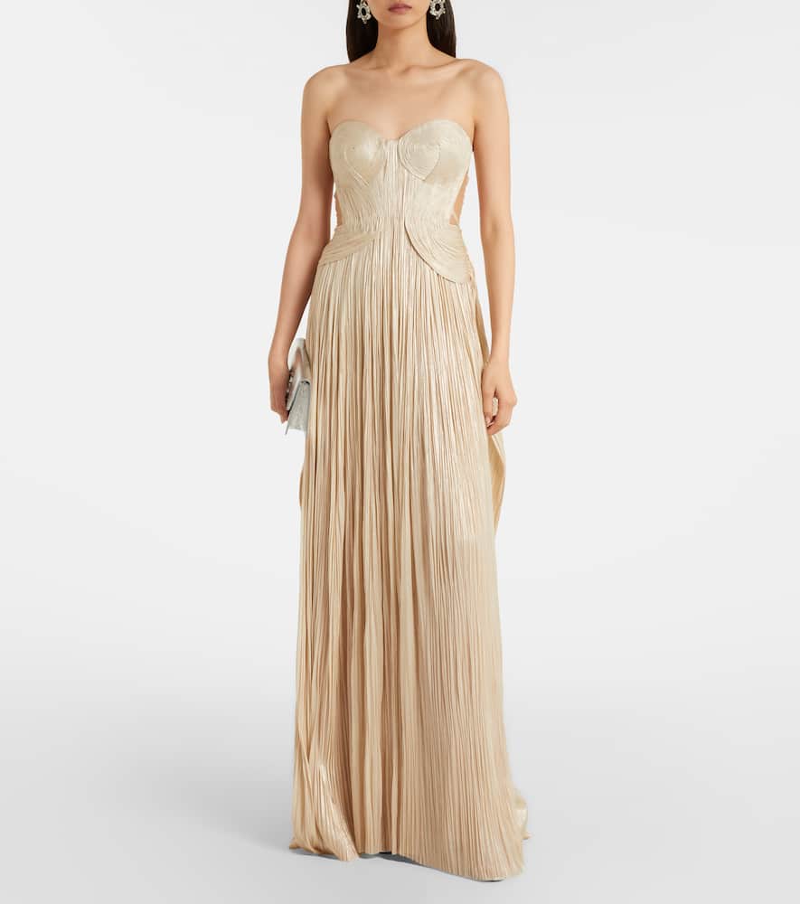Maria Lucia Hohan Kamina Cutout Silk Tulle Bustier Gown In Neutral