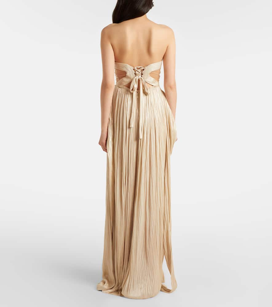 Maria Lucia Hohan Kamina Cutout Silk Tulle Bustier Gown In Neutral