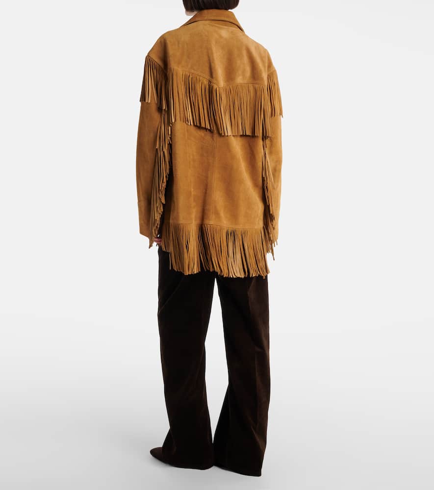 Polo Ralph Lauren Fringed Suede Coat In Brown
