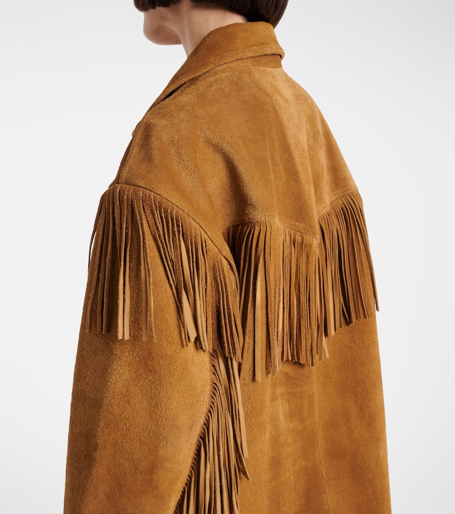 Polo Ralph Lauren Fringed Suede Coat In Brown
