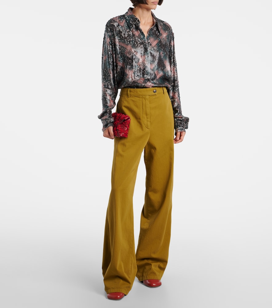 Dries Van Noten High-rise cotton wide-leg pants