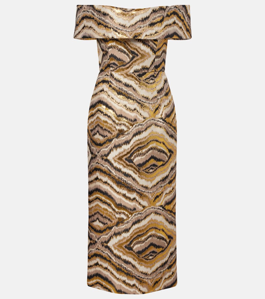 Markarian Gloria Off-shoulder Jacquard Midi Dress In Multi