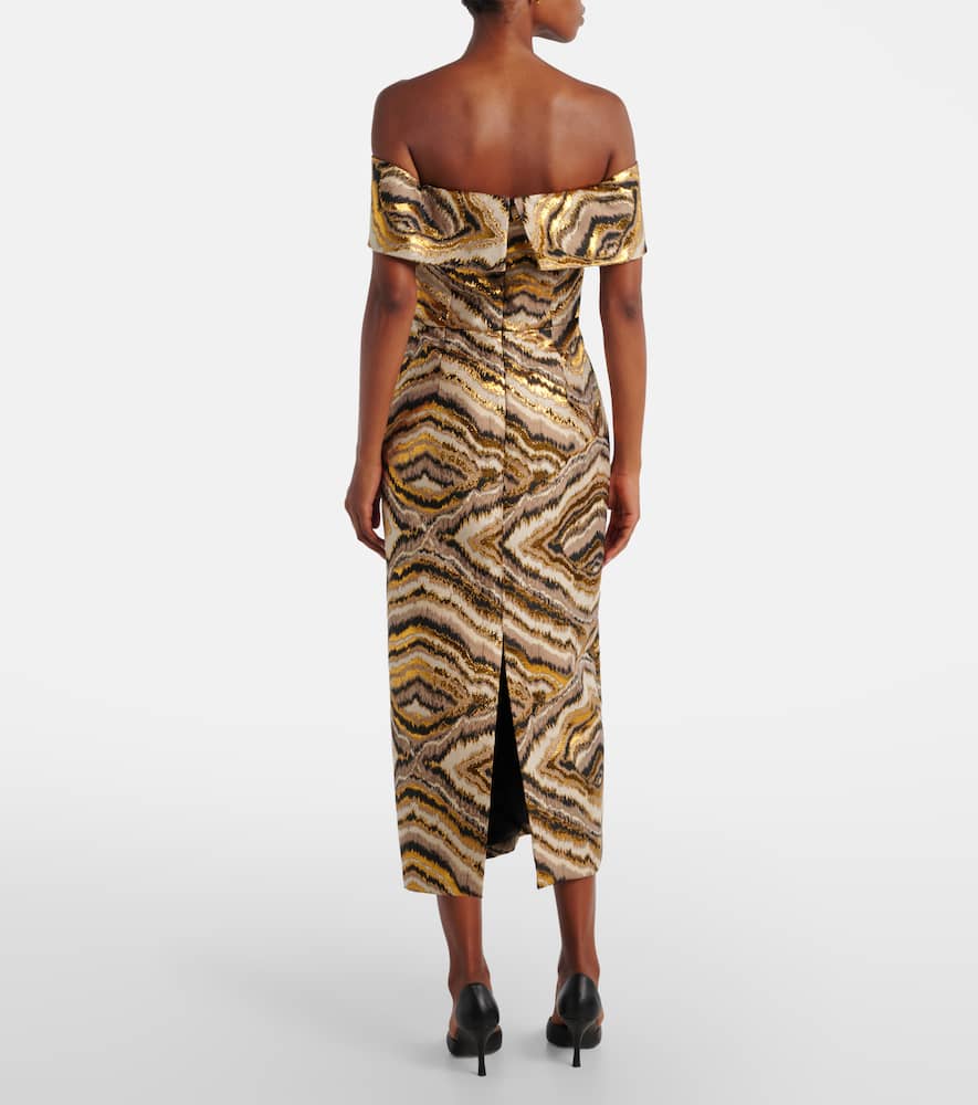 Markarian Gloria Off-shoulder Jacquard Midi Dress In Multi