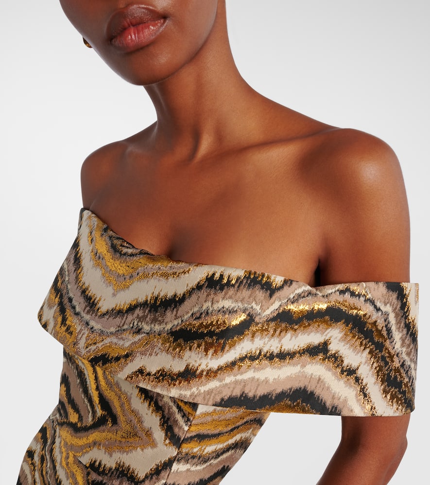 Markarian Gloria Off-shoulder Jacquard Midi Dress In Multi