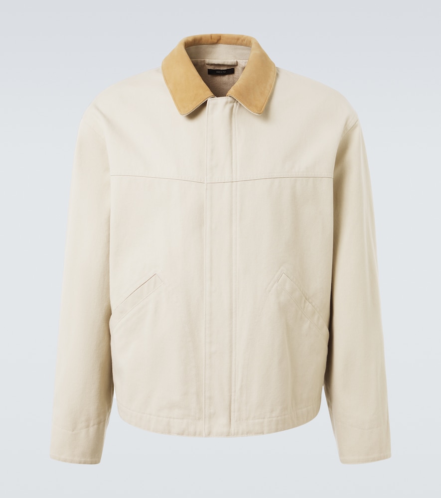 Tom Ford Men's White Suede-Trimmed Cotton Canvas Jacket UK Size 42 - Mytheresa