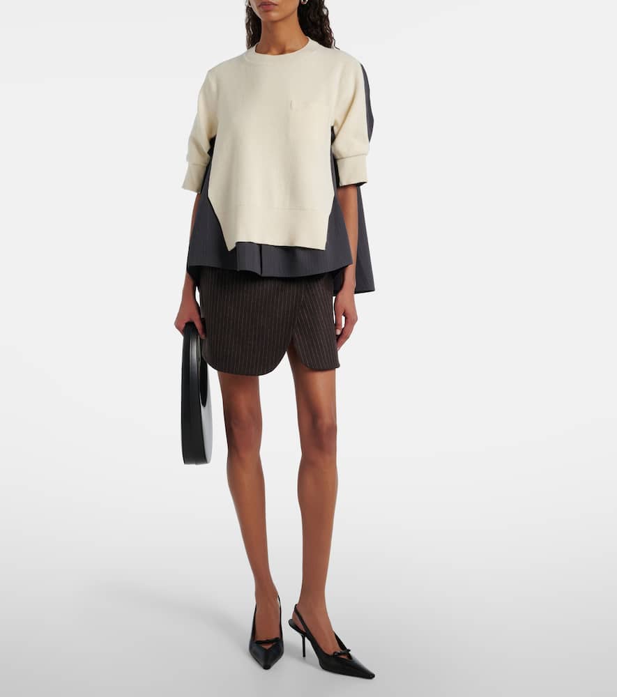 Coperni Pinstripe Wrap Skirt In Brown