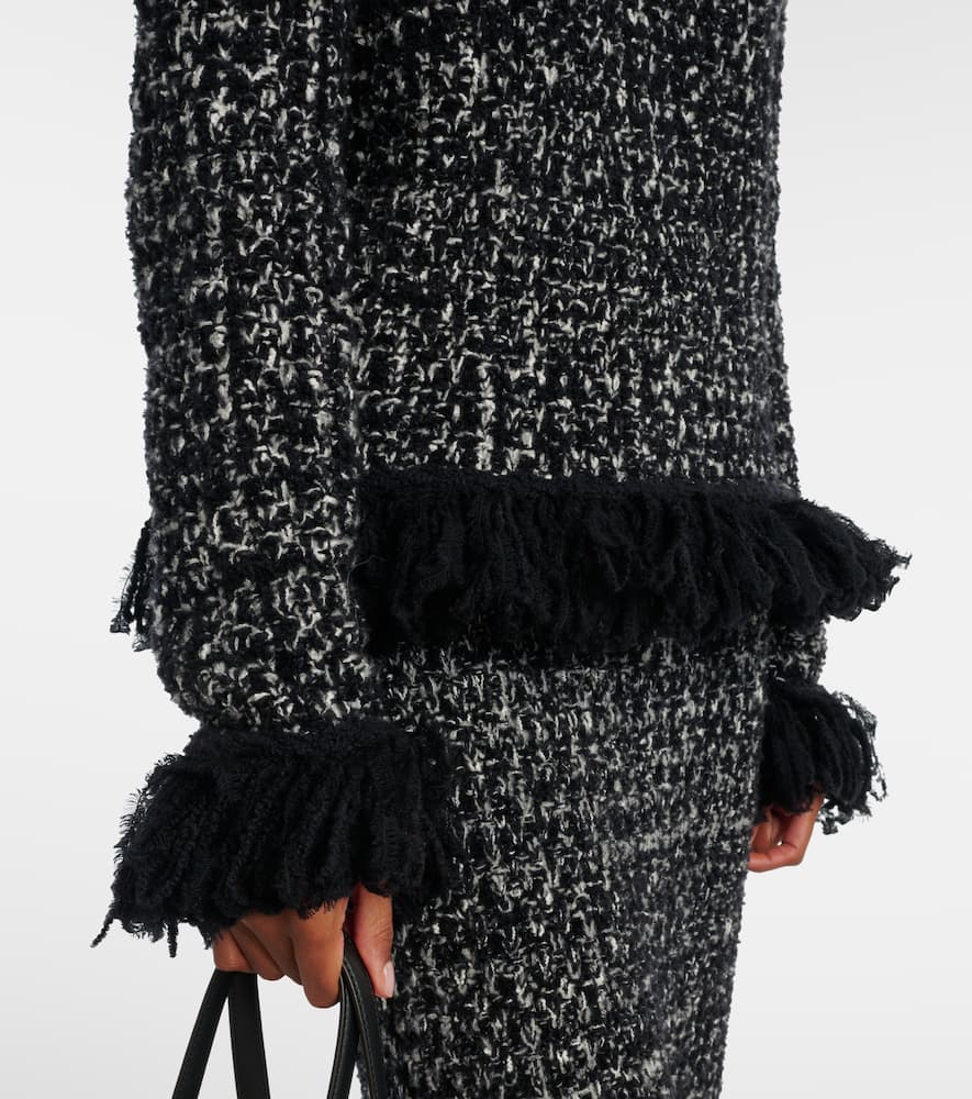 Moncler Fringed Wool-blend Cardigan In Black