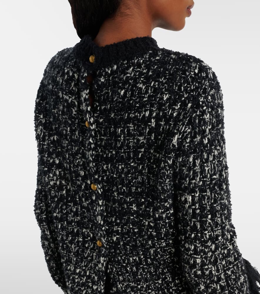 Moncler Fringed Wool-blend Cardigan In Black