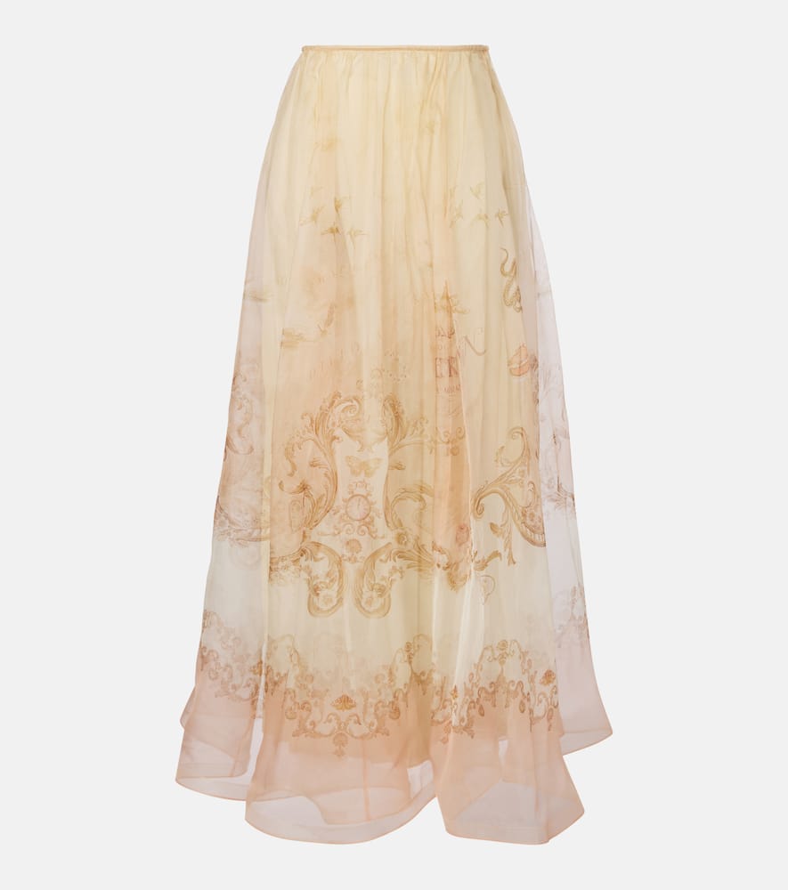 Zimmermann Hypnotic Silk Organza Maxi Skirt In Pink