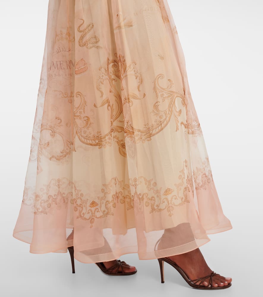 Zimmermann Hypnotic Printed Silk-organza Midi Skirt In Orange