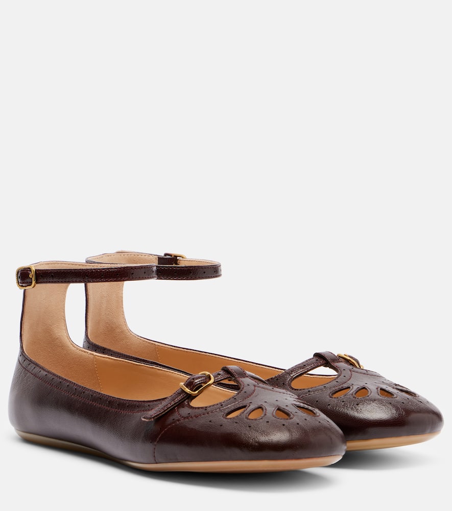 Chloé Misty Leather Ballet Flats In Burgundy