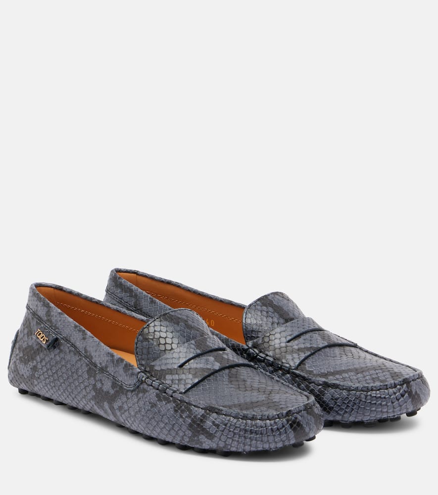 Gommino snake-effect leather driving shoes