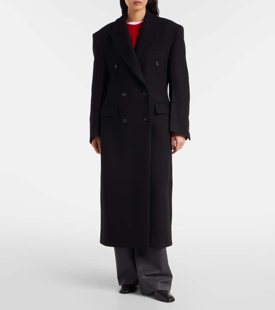 Rohe Double-breasted Virgin Wool Coat In Black