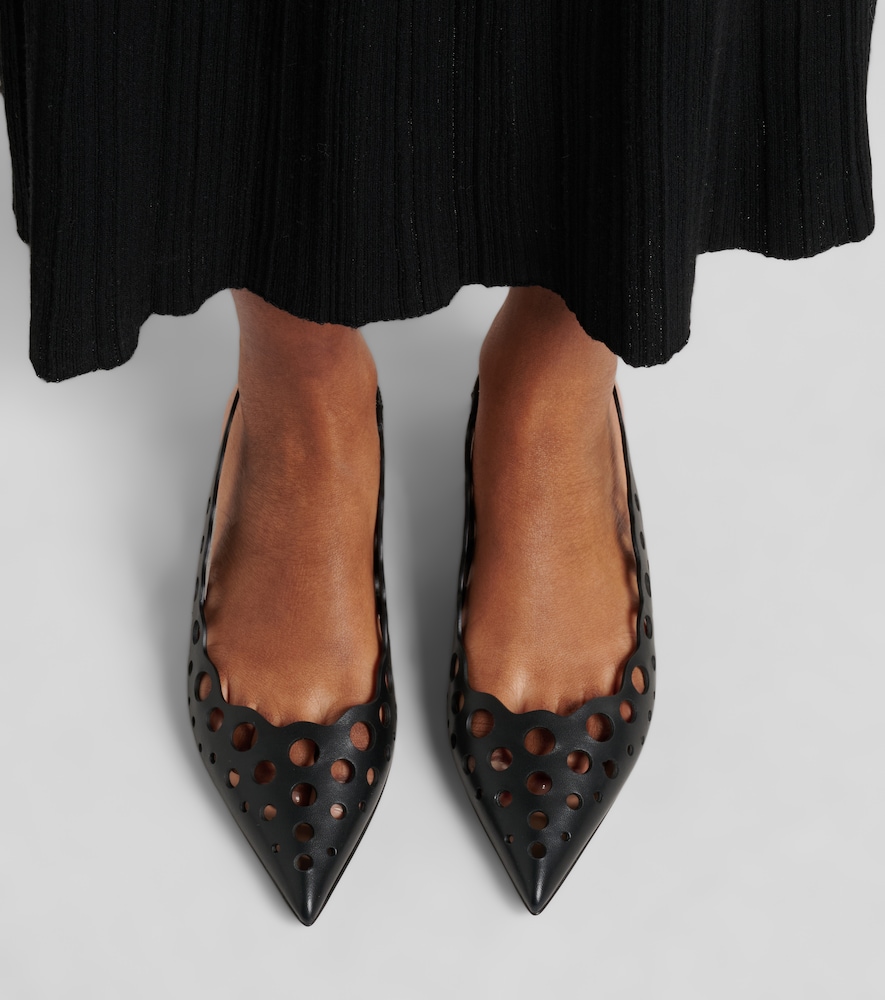 Cutout Leather Slingback Flats