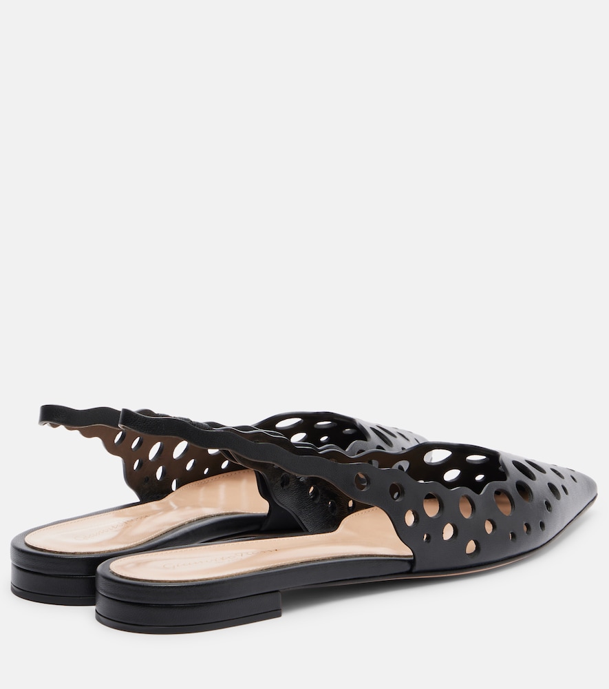 Cutout Leather Slingback Flats