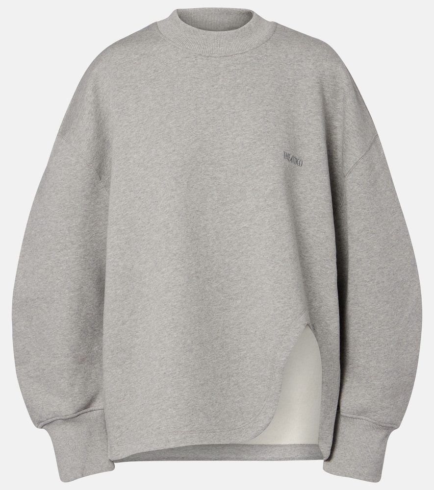 Attico Oversized Cotton Jersey Sweatshirt In Gray
