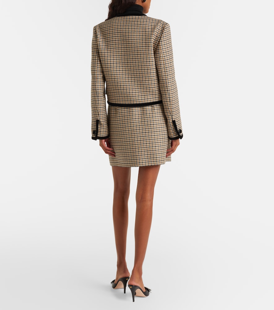  Valentino Valentino Houndstooth Virgin Wool Miniskirt 