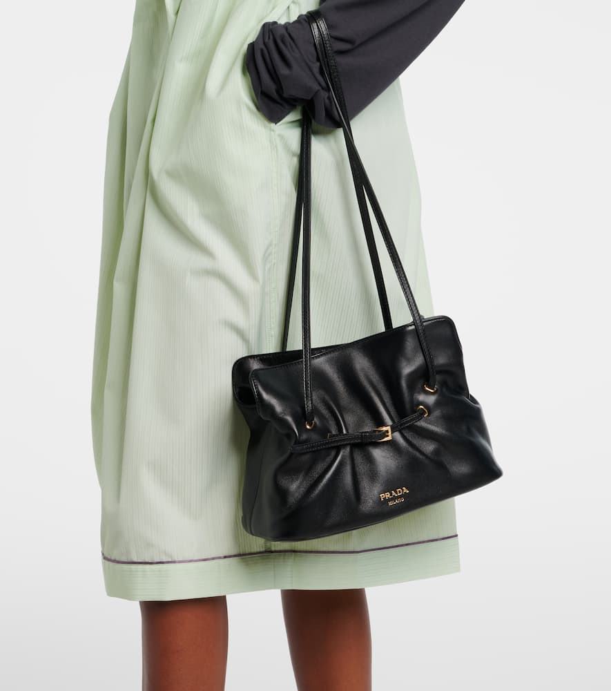 Prada Dada Small Leather Shoulder Bag In Black
