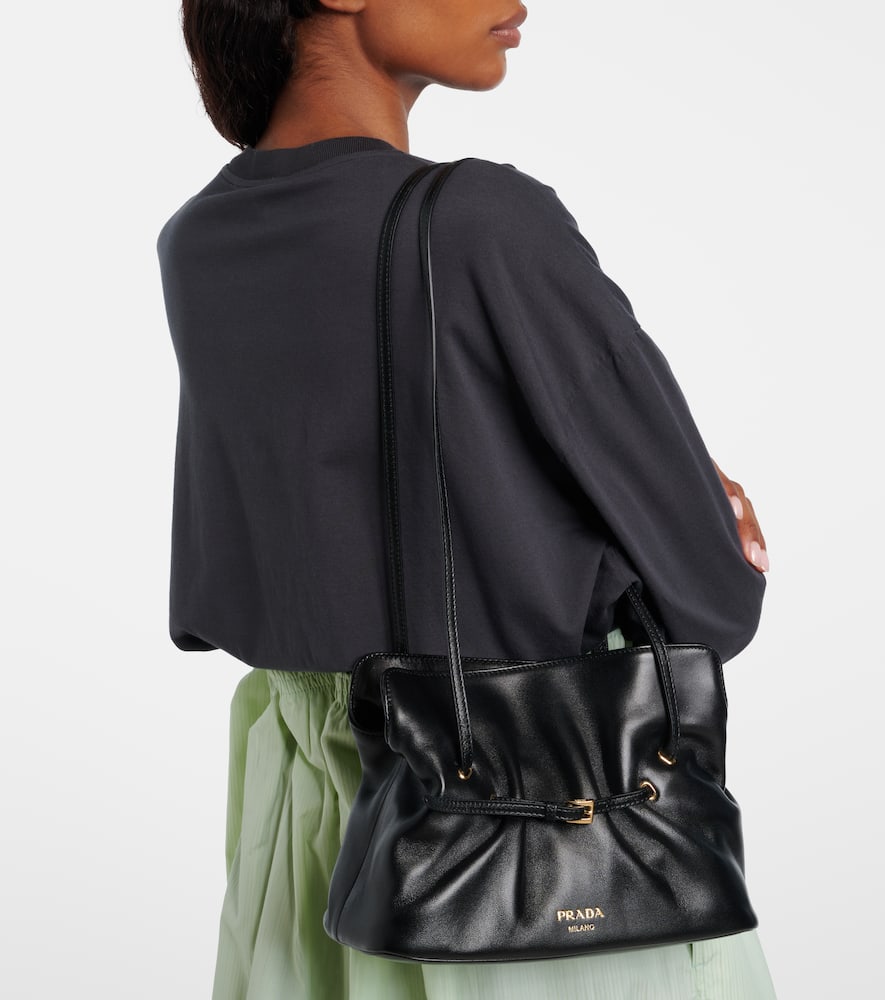 Prada Dada Small Leather Shoulder Bag In Black