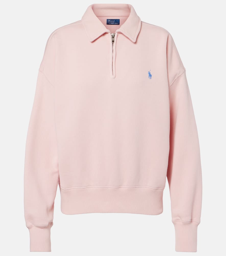 Polo Ralph Lauren Cotton-blend Fleece Half-zip Sweatshirt In Pink
