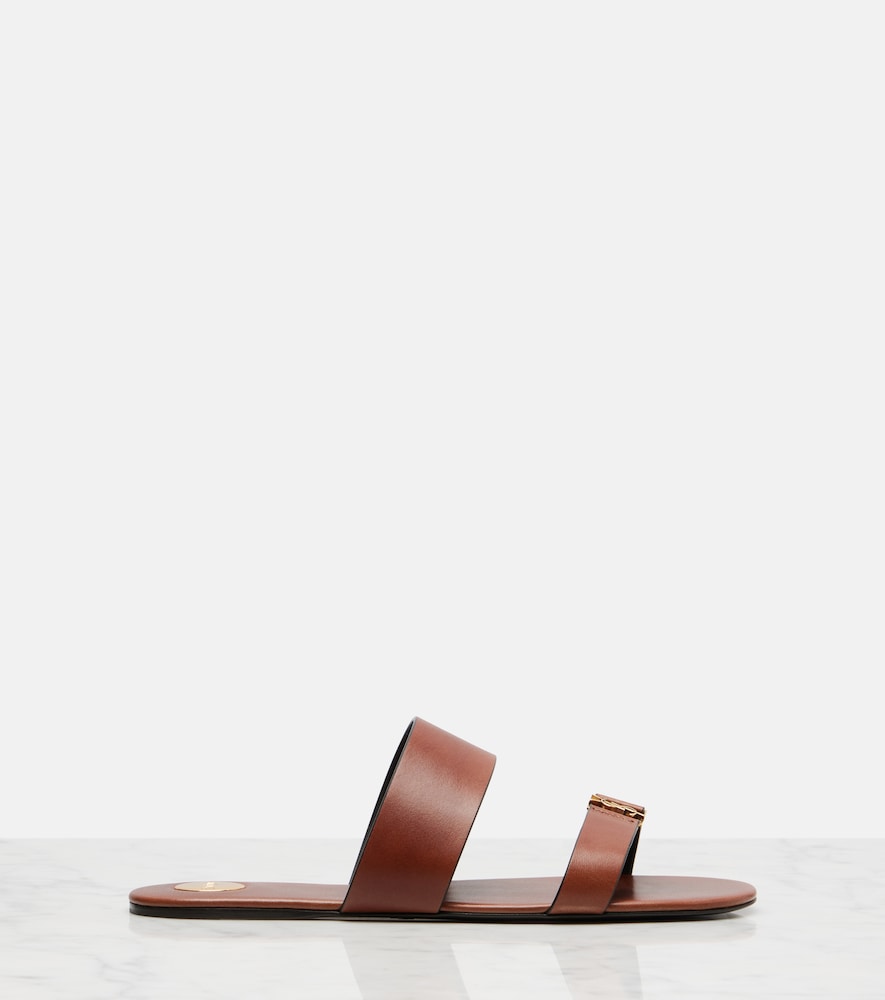  Saint Laurent Saint Laurent Cassandre Leather Sandals 