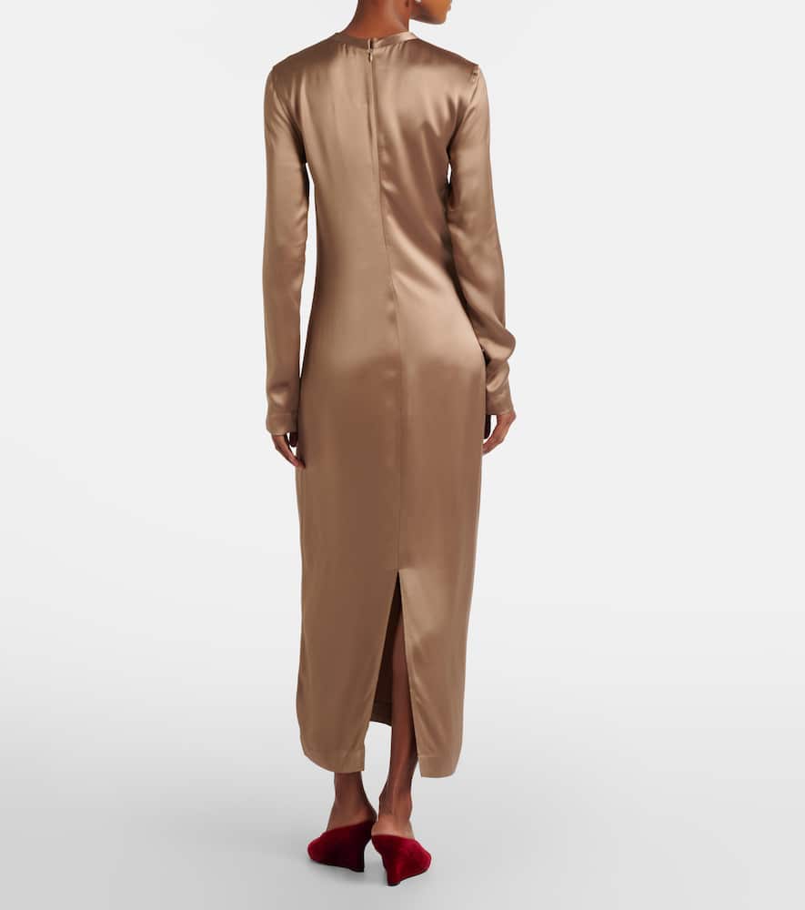 Totême Satin Maxi Dress In Gray