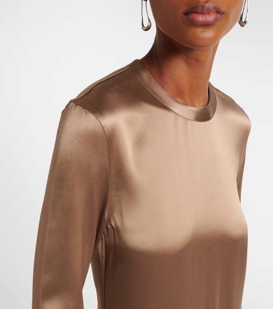 Totême Satin Maxi Dress In Gray