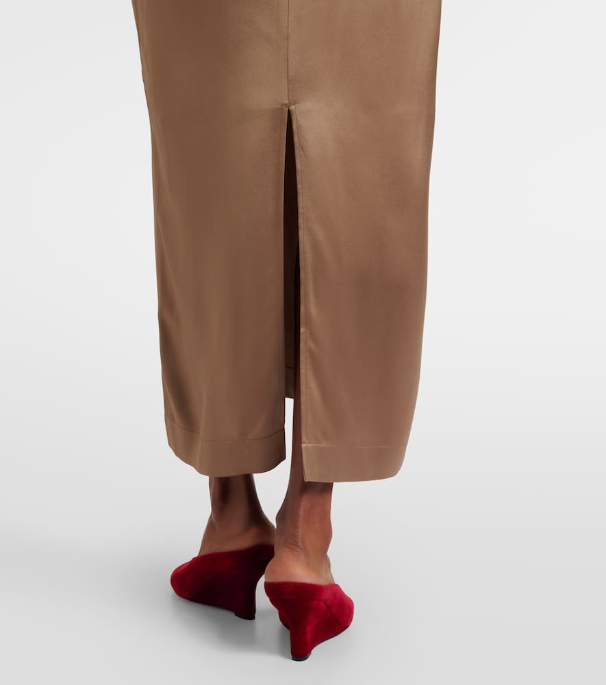 Totême Satin Maxi Dress In Gray