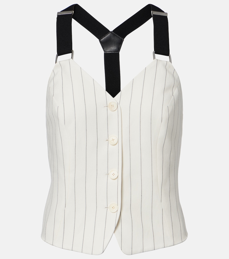 Collection Donnella Pinstriped Cotton, Linen And Wool Bustier Top