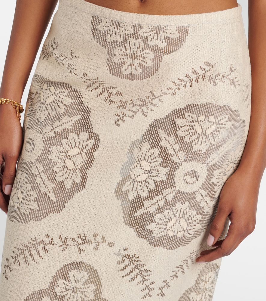 Valentino Valentino Floral Cotton-blend Midi Skirt 