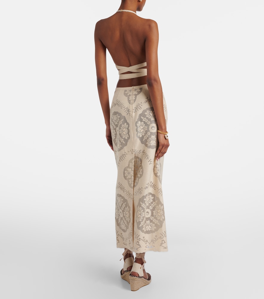  Valentino Valentino Floral Cotton-blend Midi Skirt 