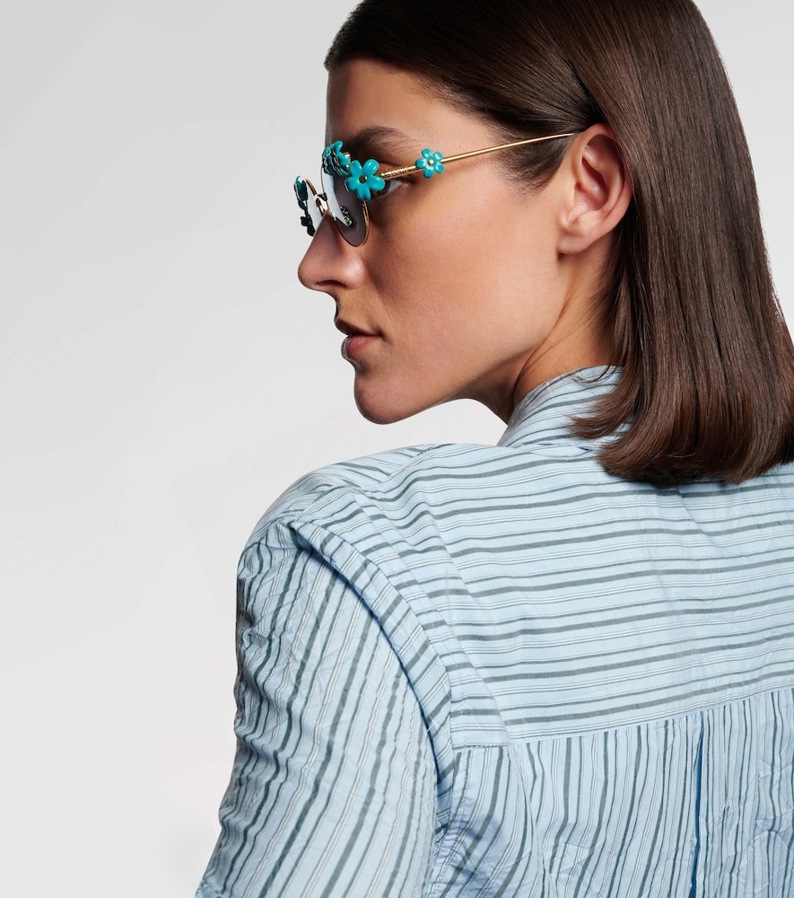  Loewe Loewe Signature Floral Oval Sunglasses 