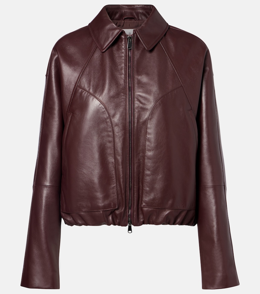 Brunello Cucinelli Women's Burgundy Leather Jacket UK Size 6 - Mytheresa