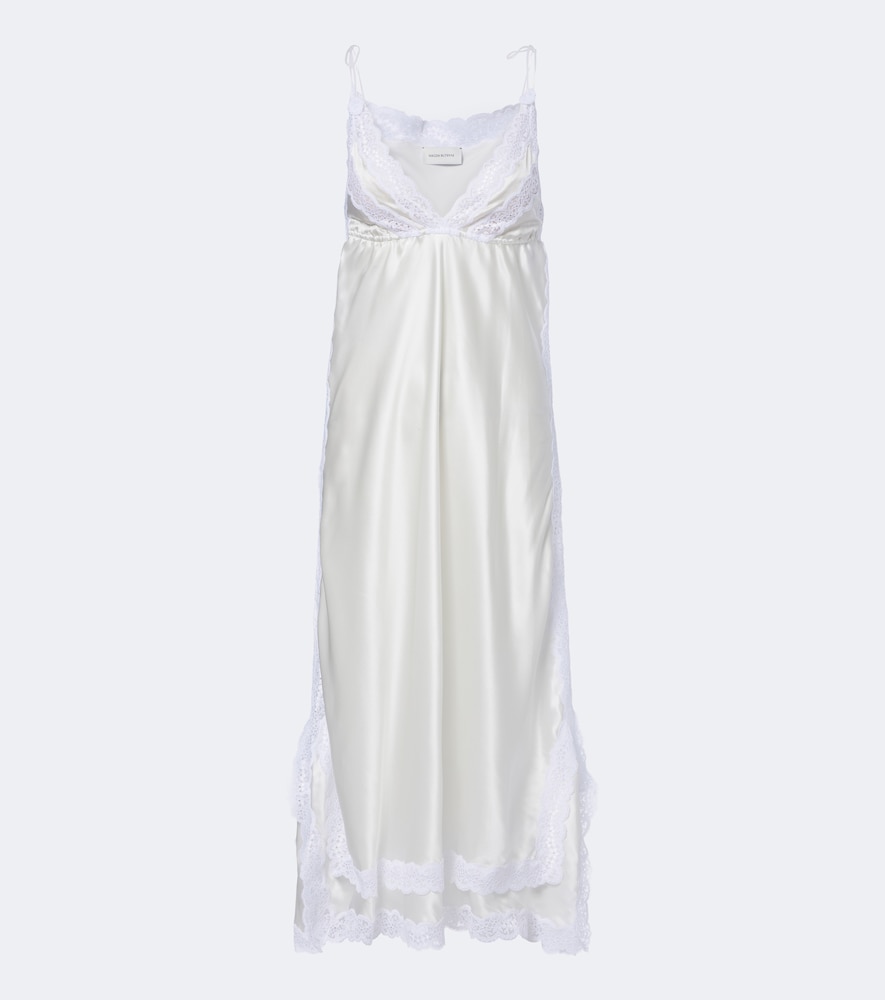 Slipdress aus Seidensatin mit Spitze