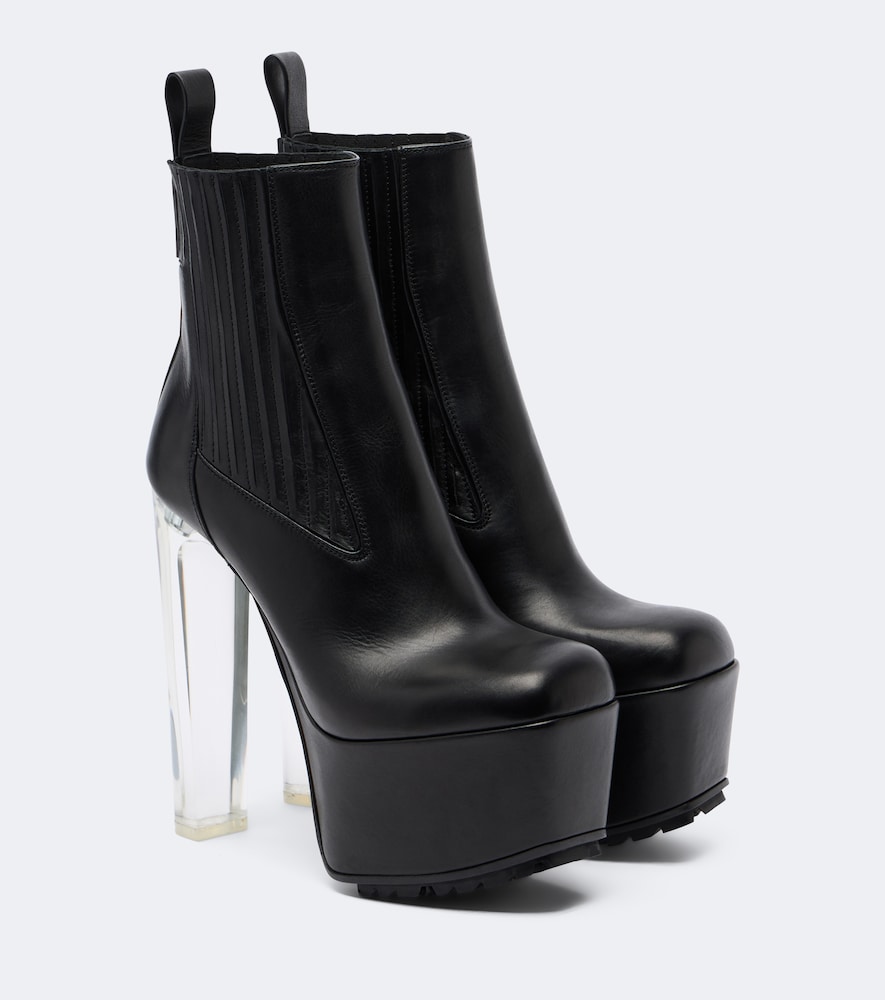 Rick Owens Beatle Kiss Leather Platform Ankle Boots In Black