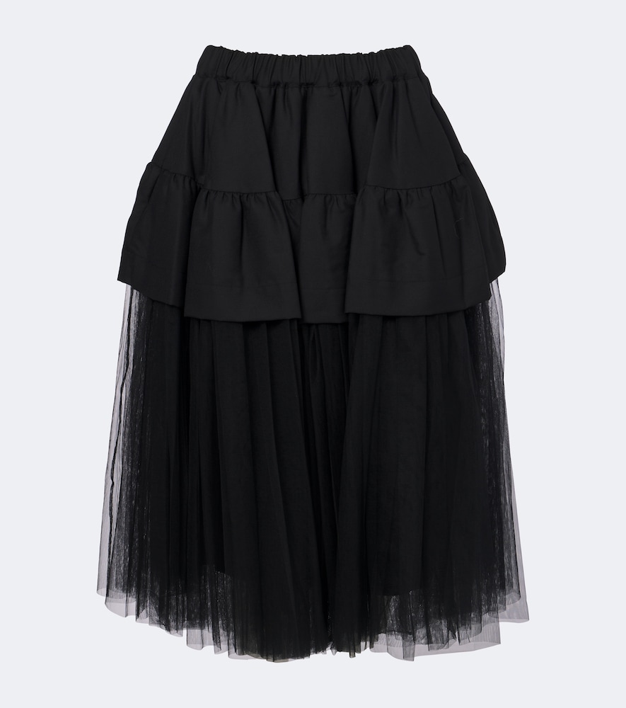 Tiered Wool And Tulle Midi