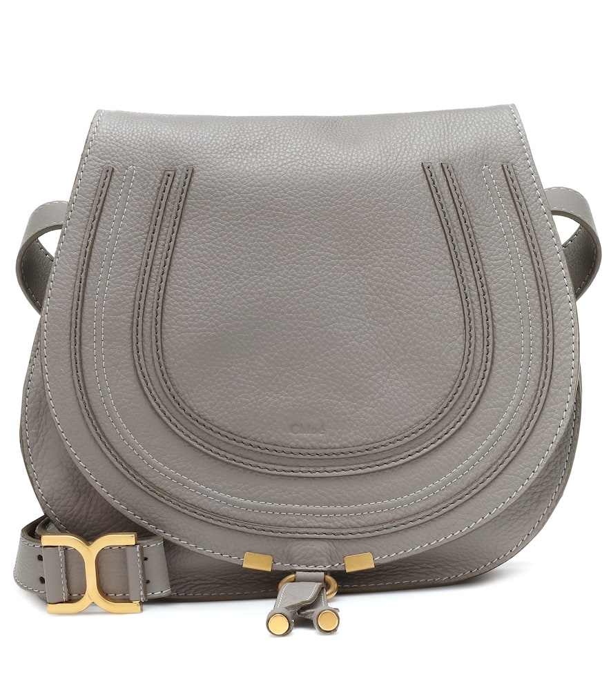 Click to view more detailed imagery on our partner's website Chloé Marcie Medium Leather Shoulder Bag In Grey
