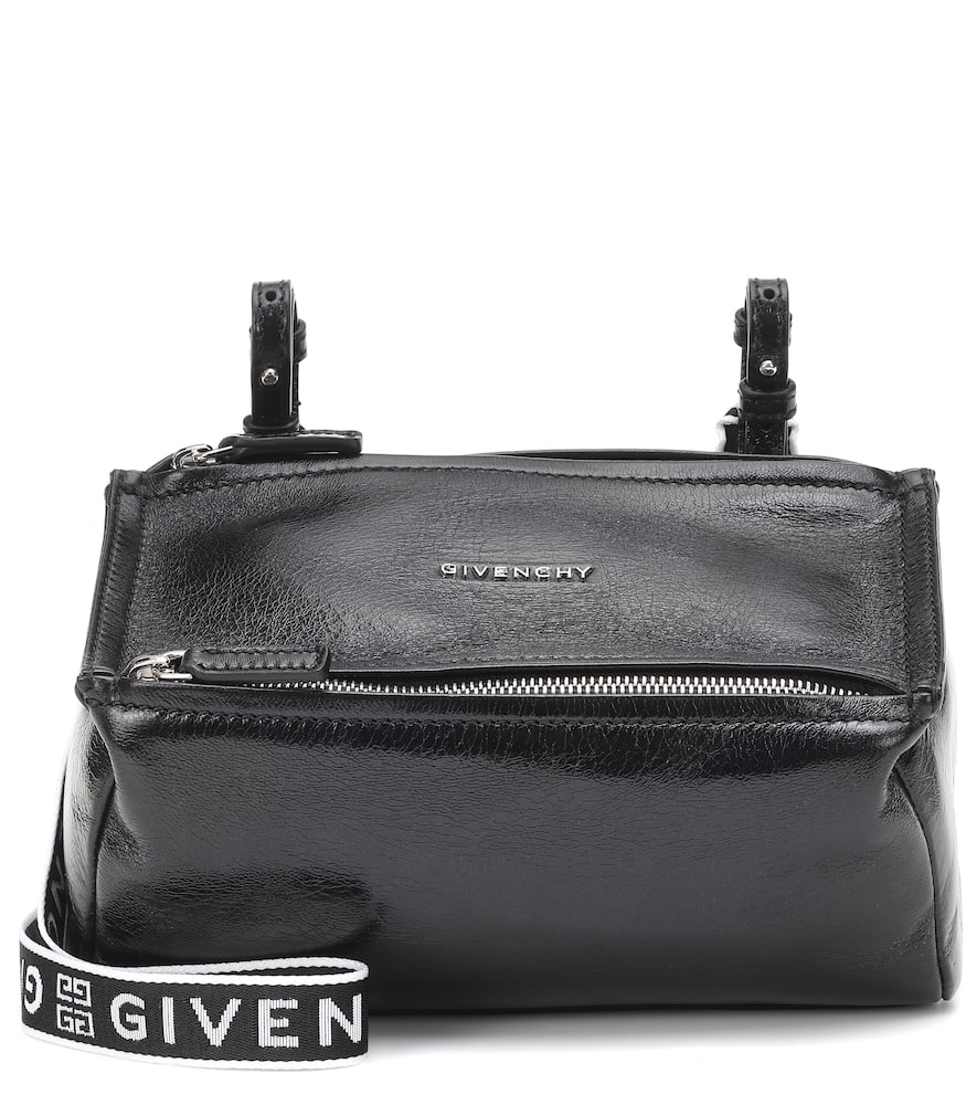 Click to view more detailed imagery on our partner's website Givenchy Pandora Small Smooth Leather Crossbody Bag With Logo-Web Strap In Black