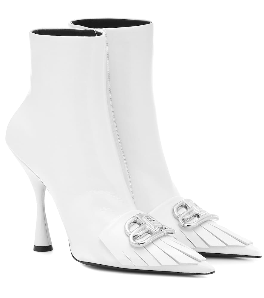 Click to view more detailed imagery on our partner's website Balenciaga Fringe Knife Leather Ankle Boots In White