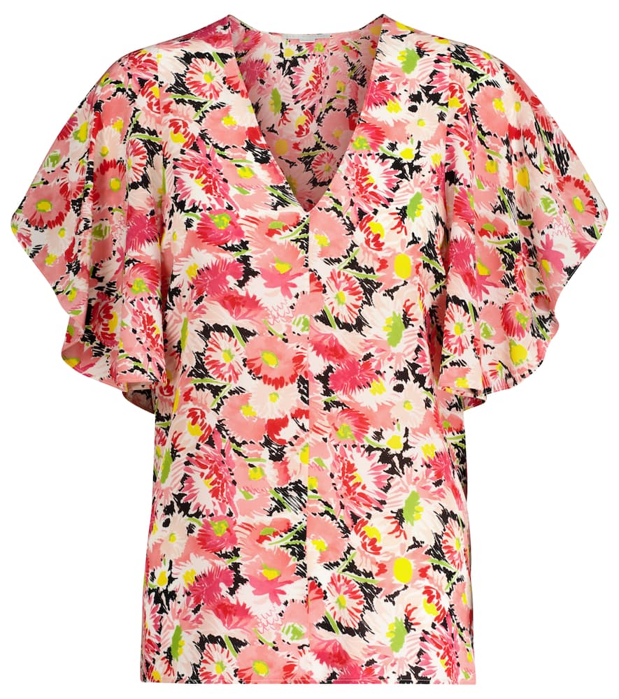 Floral silk crêpe blouse